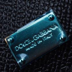 Pre Owned Dolce and Gabbana Black Leather Medium Miss Sicily Shopper Tote