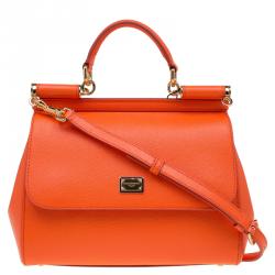 Dolce and Gabbana Orange Leather Medium Miss Sicily Top Handle Bag Dolce &  Gabbana | TLC