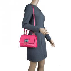 Pre Owned حقيبة دولتشي أند غابانا مونيكا جلد نقشة السحالي وردي صغيرة