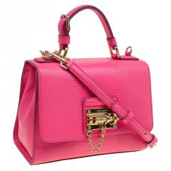 Pre Owned حقيبة دولتشي أند غابانا مونيكا جلد نقشة السحالي وردي صغيرة