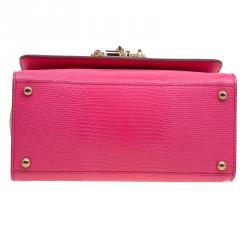 Pre Owned حقيبة دولتشي أند غابانا مونيكا جلد نقشة السحالي وردي صغيرة