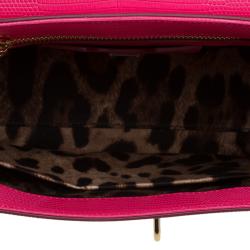 Pre Owned حقيبة دولتشي أند غابانا مونيكا جلد نقشة السحالي وردي صغيرة