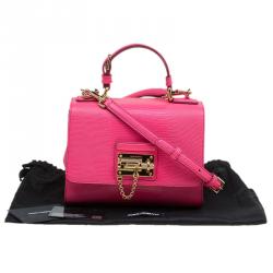 Pre Owned حقيبة دولتشي أند غابانا مونيكا جلد نقشة السحالي وردي صغيرة