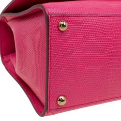 Pre Owned حقيبة دولتشي أند غابانا مونيكا جلد نقشة السحالي وردي صغيرة