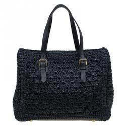 Pre Owned حقيبة دولتشي أند غابانا ألما رافية كروشيه سوداء