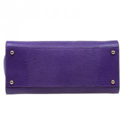مملوكة مسبقًا Dolce and Gabbana Purple Lizard Embossed Leather Medium Miss Monica Top Handle Bag