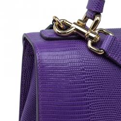 مملوكة مسبقًا Dolce and Gabbana Purple Lizard Embossed Leather Medium Miss Monica Top Handle Bag