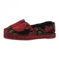 Pre Owned Dolce and Gabbana Rose Embroidered Macrame Espadrilles Size 37