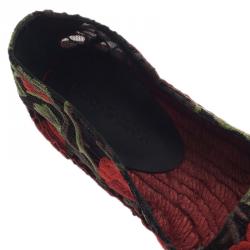 Pre Owned Dolce and Gabbana Rose Embroidered Macrame Espadrilles Size 37