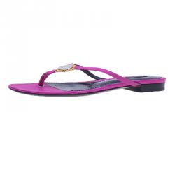 Dolce and Gabbana Pink Satin Thong Sandals Size 38.5