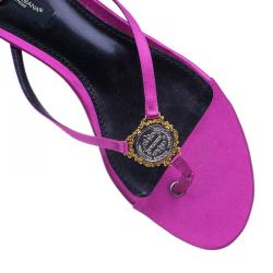 Dolce and Gabbana Pink Satin Thong Sandals Size 38.5