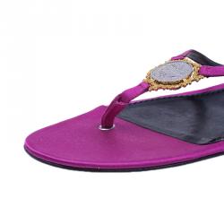 Dolce and Gabbana Pink Satin Thong Sandals Size 38.5