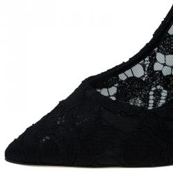 Pre Owned Dolce and Gabbana Black Lace Slingback Sandals Size 37.5