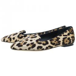 Pre Owned Dolce and Gabbana Pony Hair Smoking Slippers Size 39 