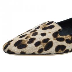 Pre Owned Dolce and Gabbana Pony Hair Smoking Slippers Size 39 