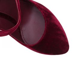 Pre Owned Dolce and Gabbana Red Velvet Mary Jane Pumps Size 37