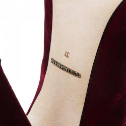 Pre Owned Dolce and Gabbana Red Velvet Mary Jane Pumps Size 37