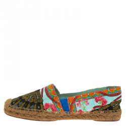 Pre Owned Dolce and Gabbana Multicolor Printed Brocade Espadrilles Size 39