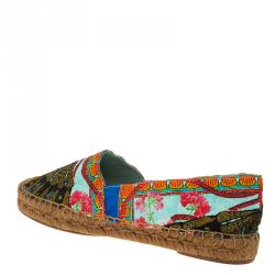 Pre Owned Dolce and Gabbana Multicolor Printed Brocade Espadrilles Size 39