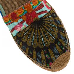 Pre Owned Dolce and Gabbana Multicolor Printed Brocade Espadrilles Size 39
