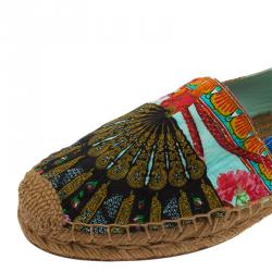 Pre Owned Dolce and Gabbana Multicolor Printed Brocade Espadrilles Size 39