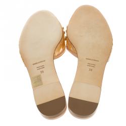 مملوكة مسبقًا صندل سلايد دولتشي آند غابانا جوليا دانتيل خوخي مزخرف مقاس 39