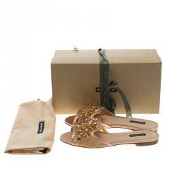 مملوكة مسبقًا صندل سلايد دولتشي آند غابانا جوليا دانتيل خوخي مزخرف مقاس 39