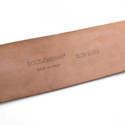 Pre Owned Dolce and Gabbana Brown Leather DG Logo Buckle Belt 85CM