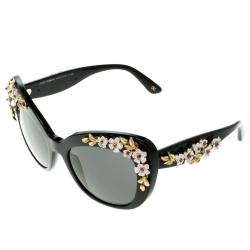Pre Owned D&G Black DG4230 Flower Embellished Cat Eye Sunglasses