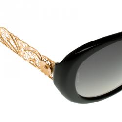 مملوكة مسبقًا نظارة شمسية دي اند جي 4213 فيليغري بولاريزد ذهبية اللون سوداء مستديرة