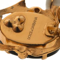 مملوكة مسبقًا أقراط دولتشي أند غابانا كاميو لؤلؤ صناعي ذهبية اللون طويلة بمشبك