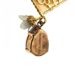 مملوكة مسبقًا أقراط دولتشي أند غابانا راتنج أزرق ورد ذهبية اللون بمشبك طويلة