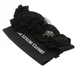 Pre Owned حزام دولتشي أند غابانا قماش أسود مطاطي مزخرف 110 سم