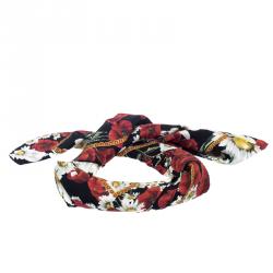 مملوكة مسبقًا Dolce and Gabbana Multicolor Daisy and Poppy Print Silk Square Scarf