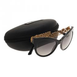 Pre Owned نظارة شمسية دولتشي أند غابانا عين قطة مزركشة سوداء