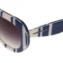 مملوكة مسبقًا Dolce and Gabbana Blue and White DG4191 Striped Sunglasses