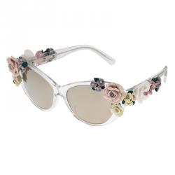 مملوكة مسبقًا Dolce and Gabbana DG 4180 Floral Embellished Cat Eye Sunglasses 