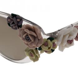 مملوكة مسبقًا Dolce and Gabbana DG 4180 Floral Embellished Cat Eye Sunglasses 