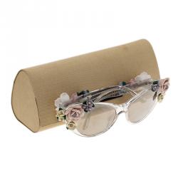 مملوكة مسبقًا Dolce and Gabbana DG 4180 Floral Embellished Cat Eye Sunglasses 