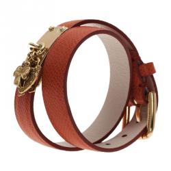 Pre Owned إسورة دولتشي أند غابانا دلايات "جود لاك" جلد برتقالي M