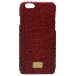 Pre Owned Dolce and Gabbana Red Croc Embossed iPhone 6/6S Case
