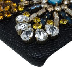 Pre Owned Dolce and Gabbana Black Jeweled iPhone Cover