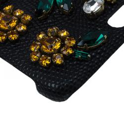 Pre Owned Dolce and Gabbana Black Jeweled iPhone Cover