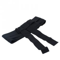 Pre Owned Dolce and Gabbana Black Grosgrain Bow Waist Belt Size 38