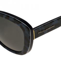 Pre Owned نظارة شمسية دولتشي أند غابانا 4233 زرقاء بإطار نقشة الفهد وعين القطة