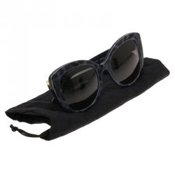 Pre Owned نظارة شمسية دولتشي أند غابانا 4233 زرقاء بإطار نقشة الفهد وعين القطة