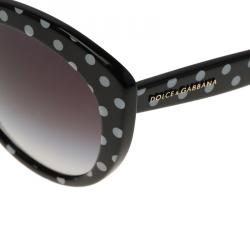 Pre Owned Dolce and Gabbana Black Polka Dot Cat Eye Sunglasses