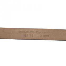 مملوكة مسبقًا Dolce and Gabbana Black Logo Plaque Skinny Belt 70 CM