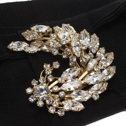 مملوكة مسبقًا Dolce and Gabbana Black Grosgrain Crystal Bow Waist Belt Size 38