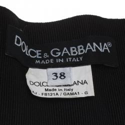 مملوكة مسبقًا Dolce and Gabbana Black Grosgrain Crystal Bow Waist Belt Size 38
